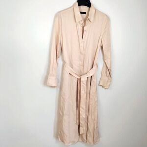 Banana Republic Shirt Dress Women S Button Up Beige Long Sleeve Trench Belted*